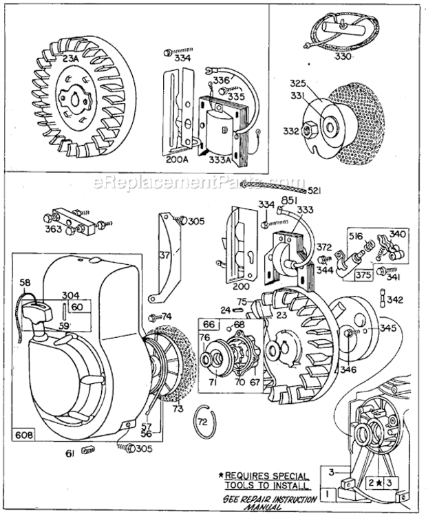 Page B Diagram and Parts List for 60200  Briggs and Stratton Engine